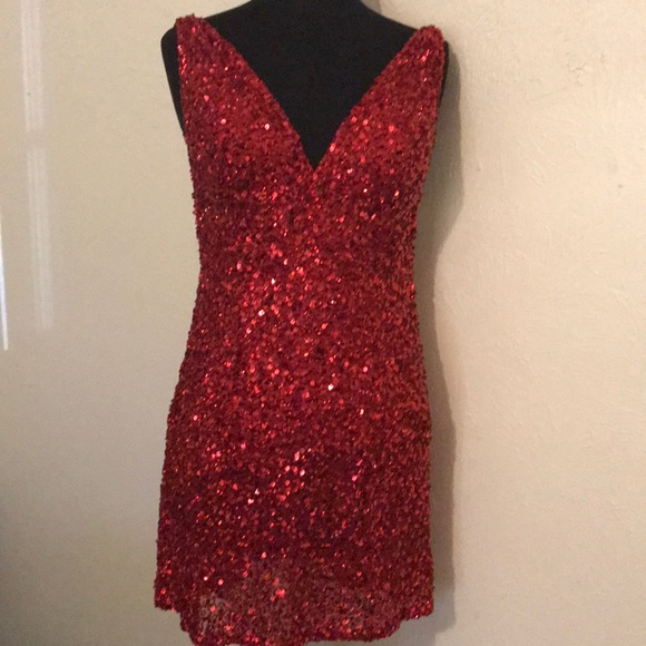 scala red sequin dress